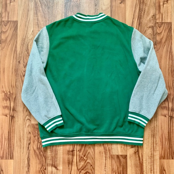 Green and Gray Varsity letterman baseball jacket w/ M - Picture 4 of 5